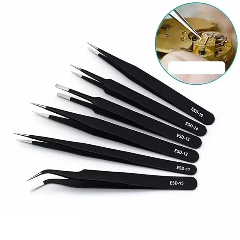 6pcs Precision Long Tweezers S - огляд і ціна Electronics Stuff